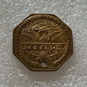 Pennsylvania State Firemen Association 75th Commemorative Coin Lebanon Oct. 1954